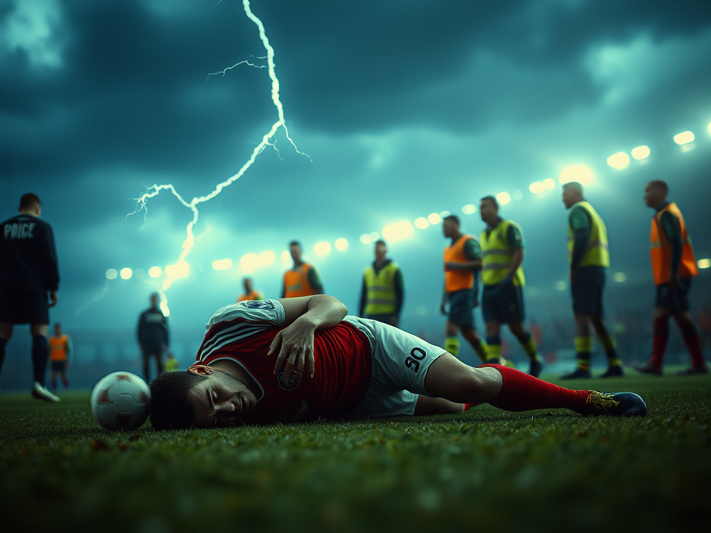 El suceso ocurrió en pleno partido y dejó también a otros cuatro jugadores heridos que fueron trasladados a centros médicos